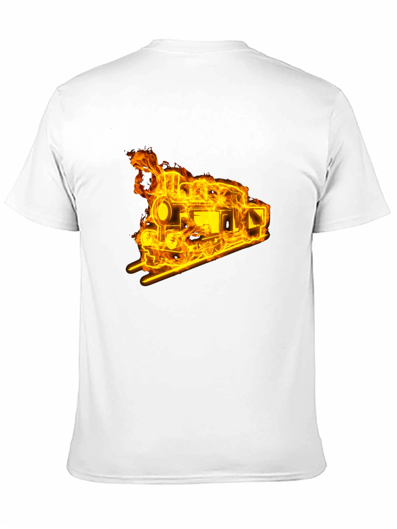 Flaming Train Graphic Tee - Black Cotton