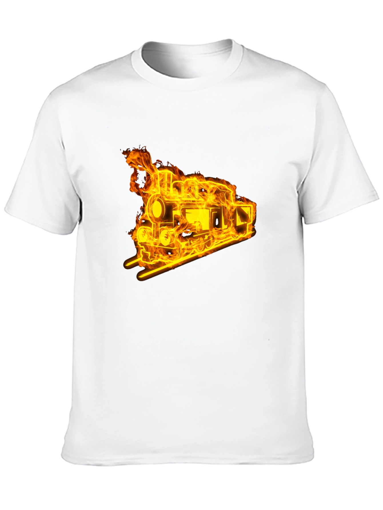 Flaming Train Graphic Tee - Black Cotton