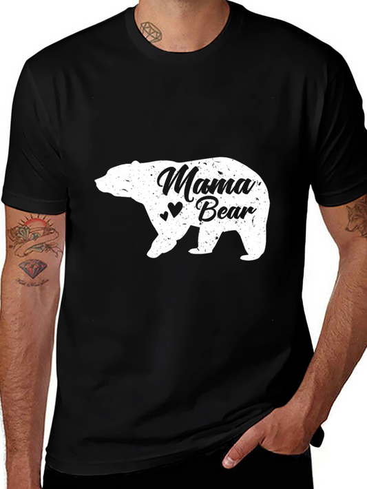 Mama Bear Graphic Tee - Black Cotton T-Shirt