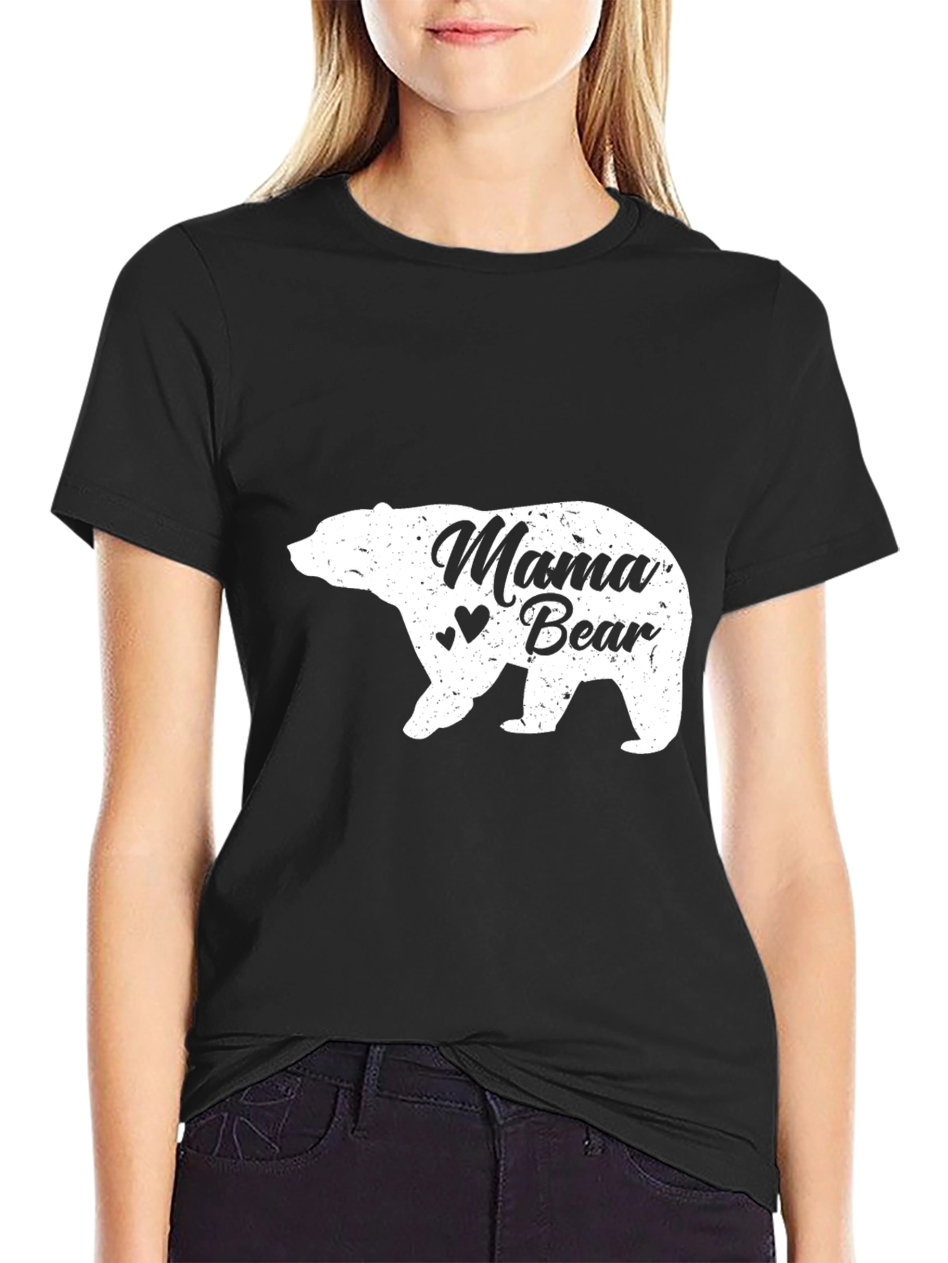 Mama Bear Graphic Tee - Black Cotton T-Shirt