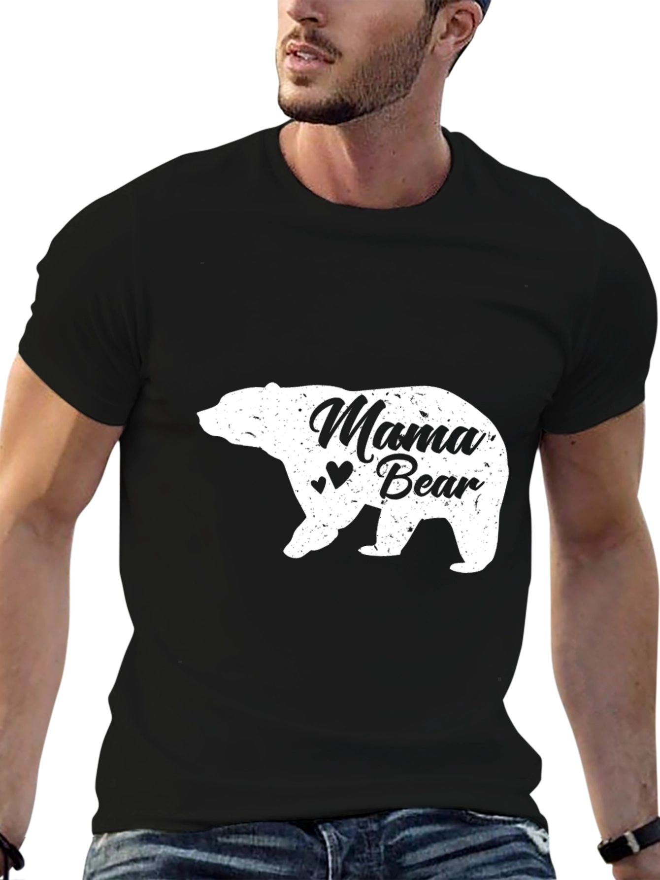 Mama Bear Graphic Tee - Black Cotton T-Shirt