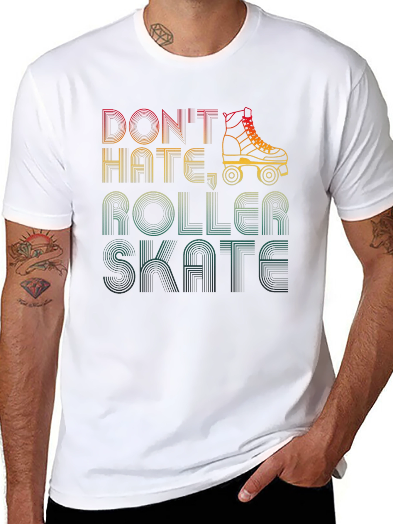 Dont Hate Roller Skate T-Shirt Retro Skate Tee