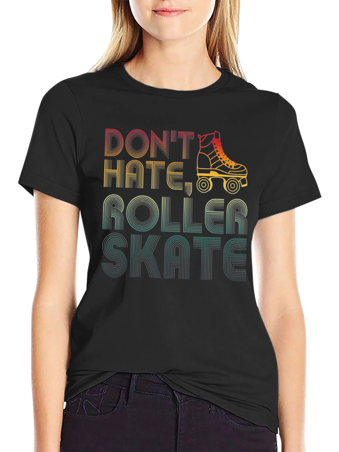 Dont Hate Roller Skate T-Shirt Retro Skate Tee