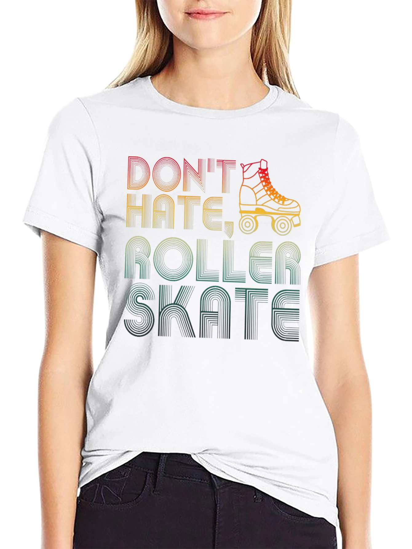 Dont Hate Roller Skate T-Shirt Retro Skate Tee