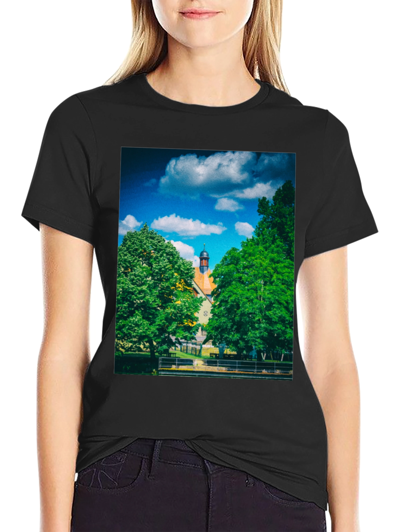 Scenic Landscape Black T-Shirt