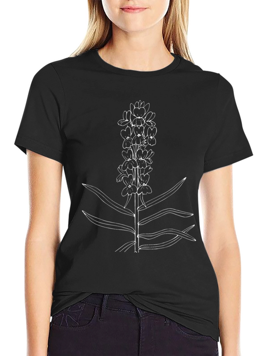Botanical Sketch T-Shirt - Black Casual Tee