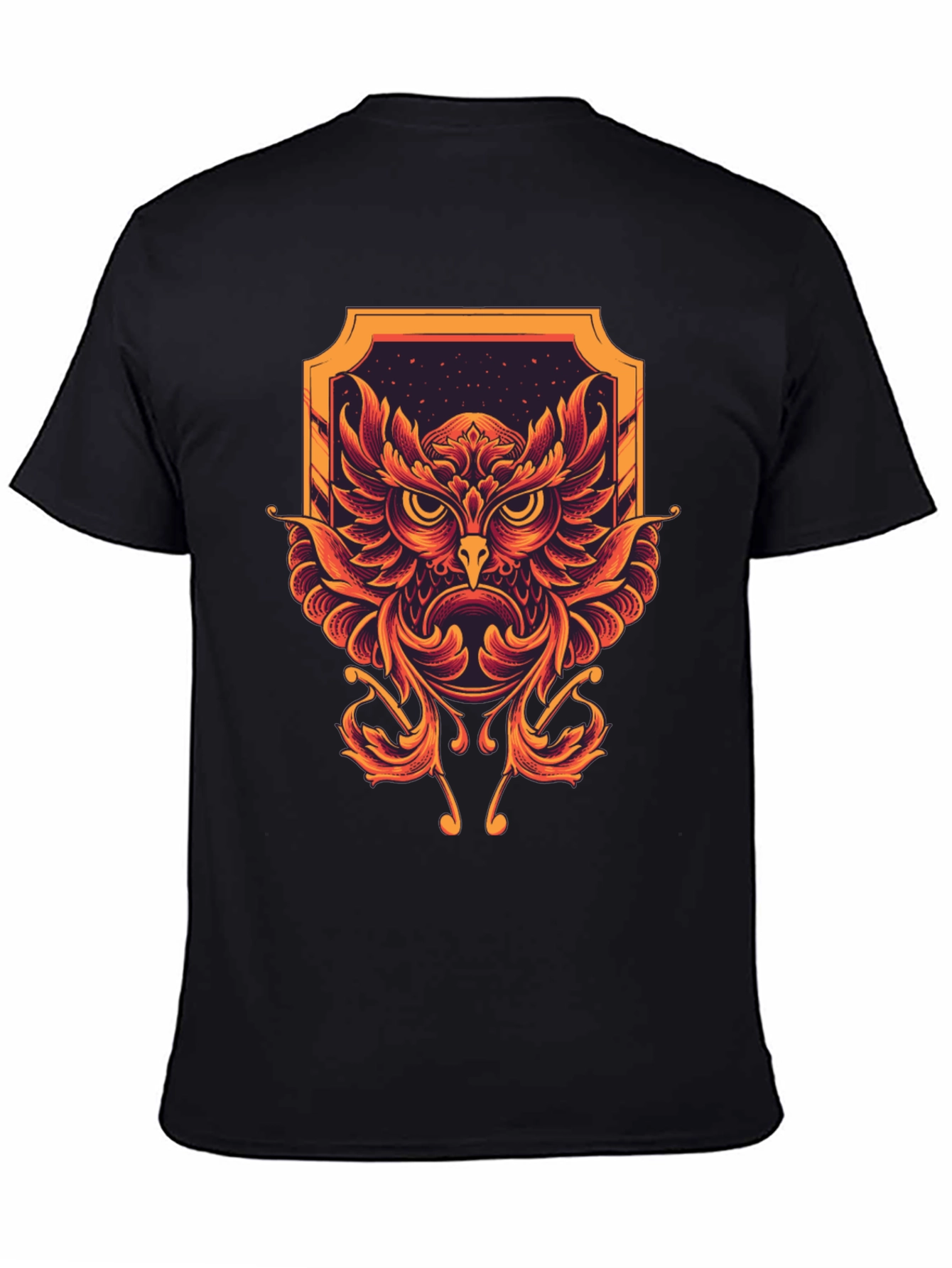 Owl Graphic Print Black Tee