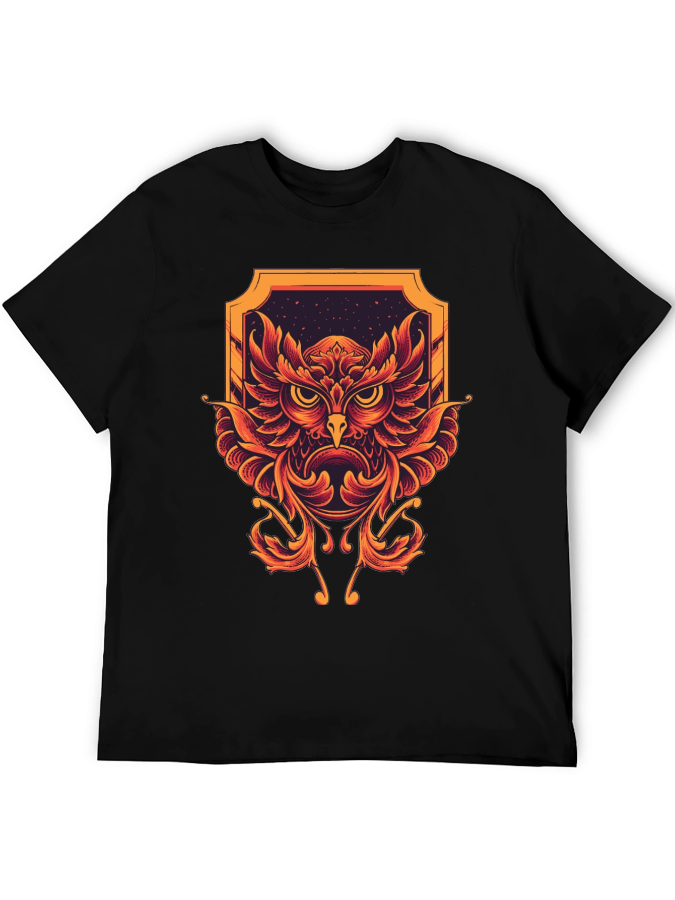 Owl Graphic Print Black Tee