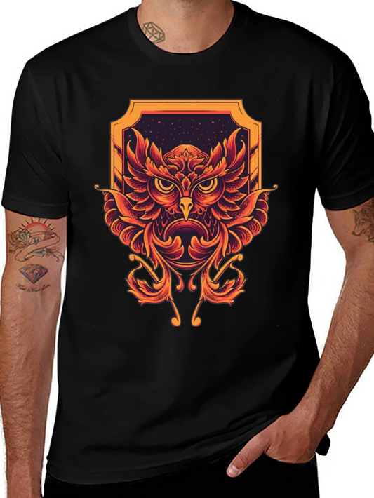 Owl Graphic Print Black Tee