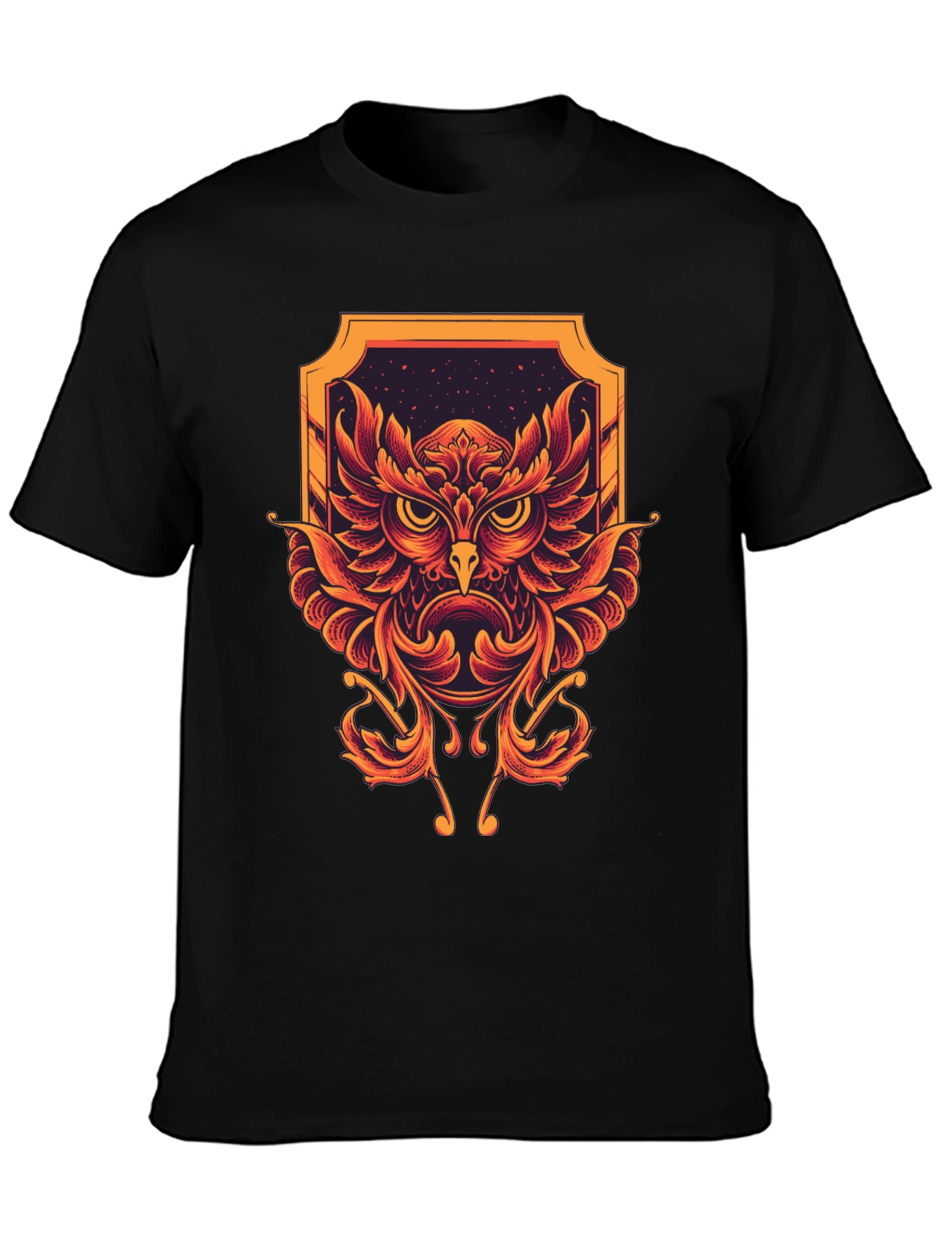 Owl Graphic Print Black Tee