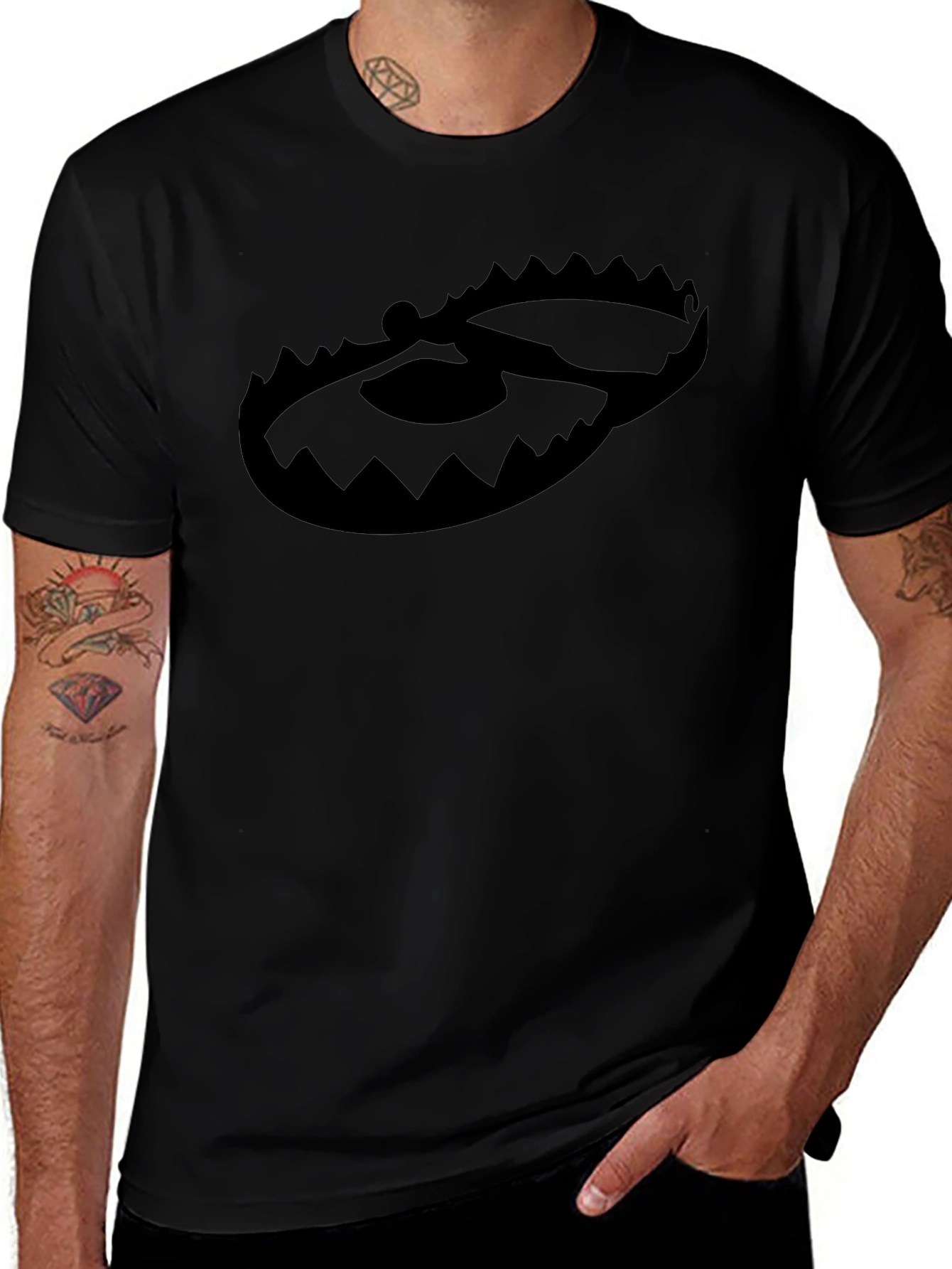 Black Graphic Tee - Bear Trap Design