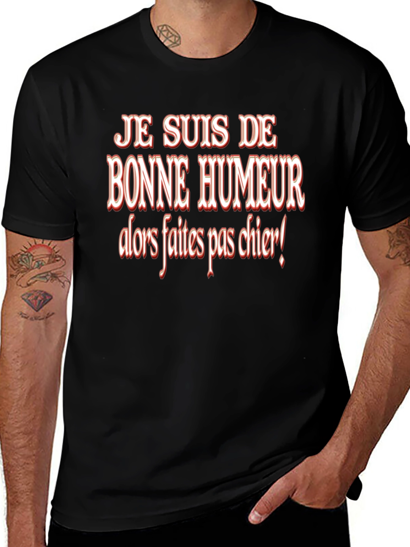 Humorous French Phrase T-Shirt - Bonne Humeur