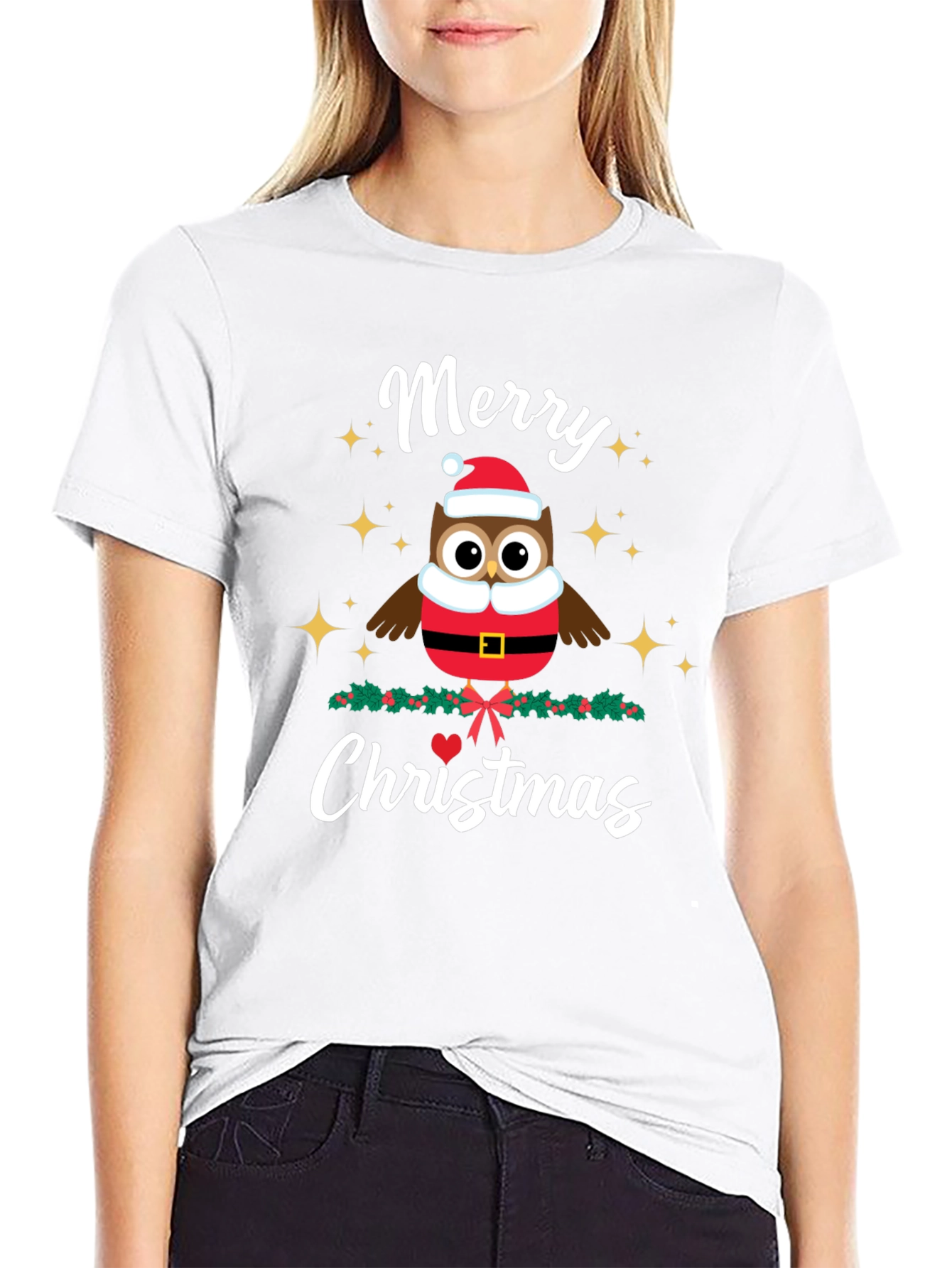 Merry Christmas Owl T-Shirt - Holiday Festive Tee