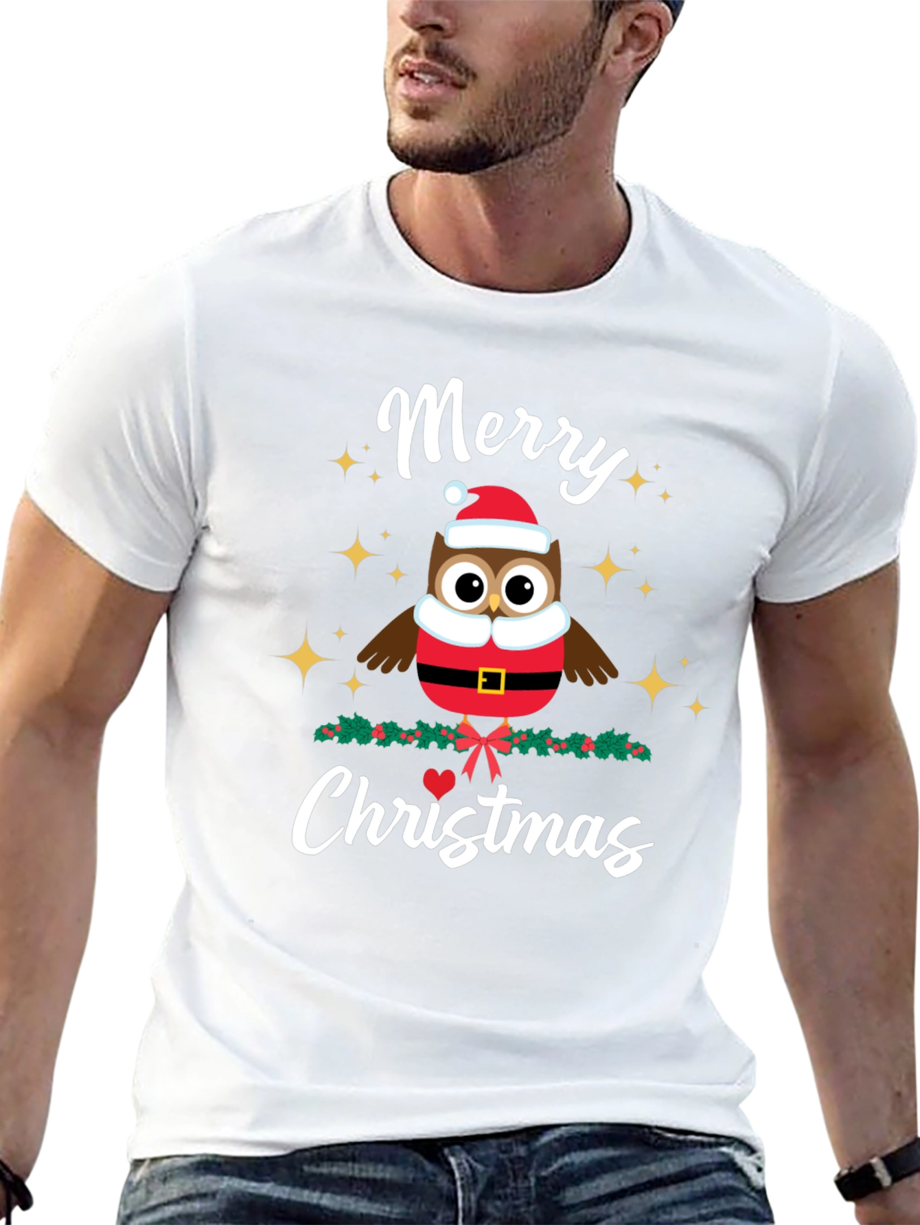 Merry Christmas Owl T-Shirt - Holiday Festive Tee