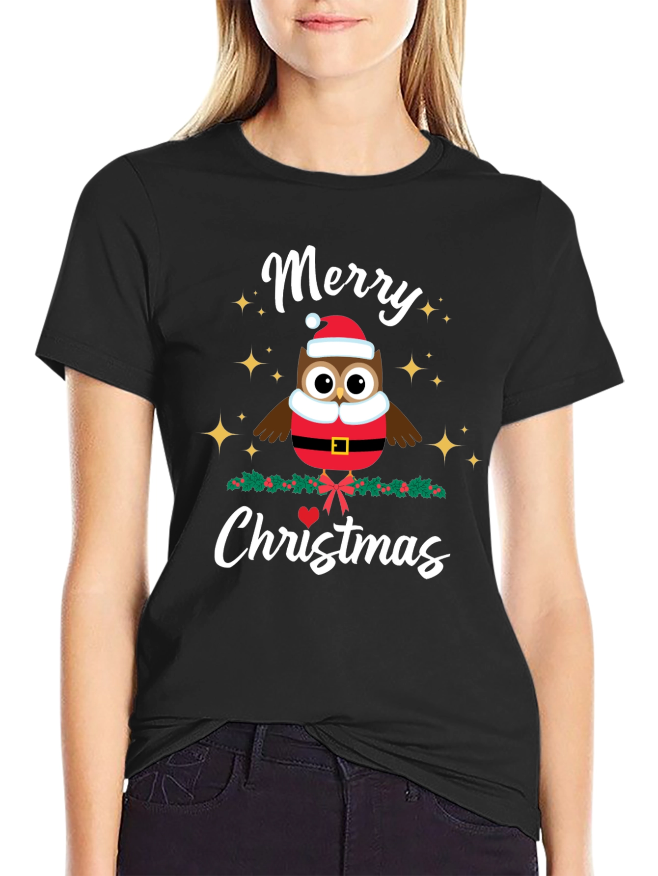 Merry Christmas Owl T-Shirt - Holiday Festive Tee