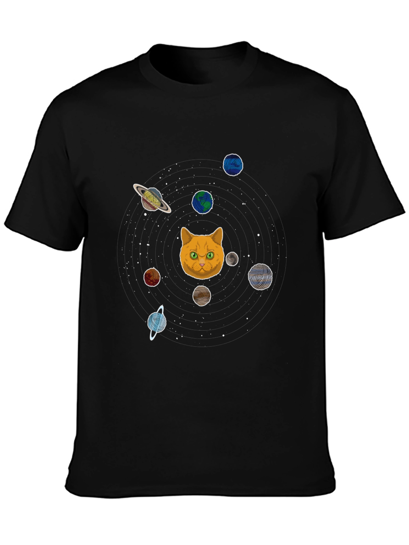 Cosmic Cat Universe Graphic Tee - Black
