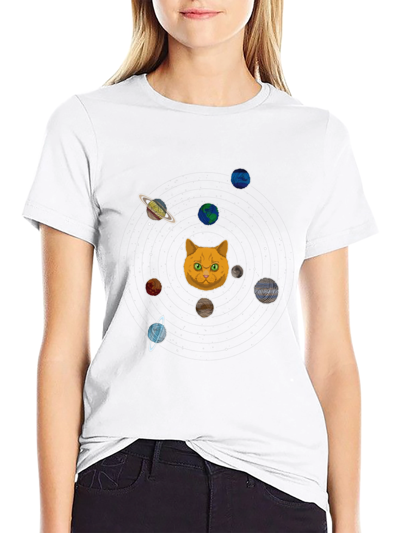 Cosmic Cat Universe Graphic Tee - Black