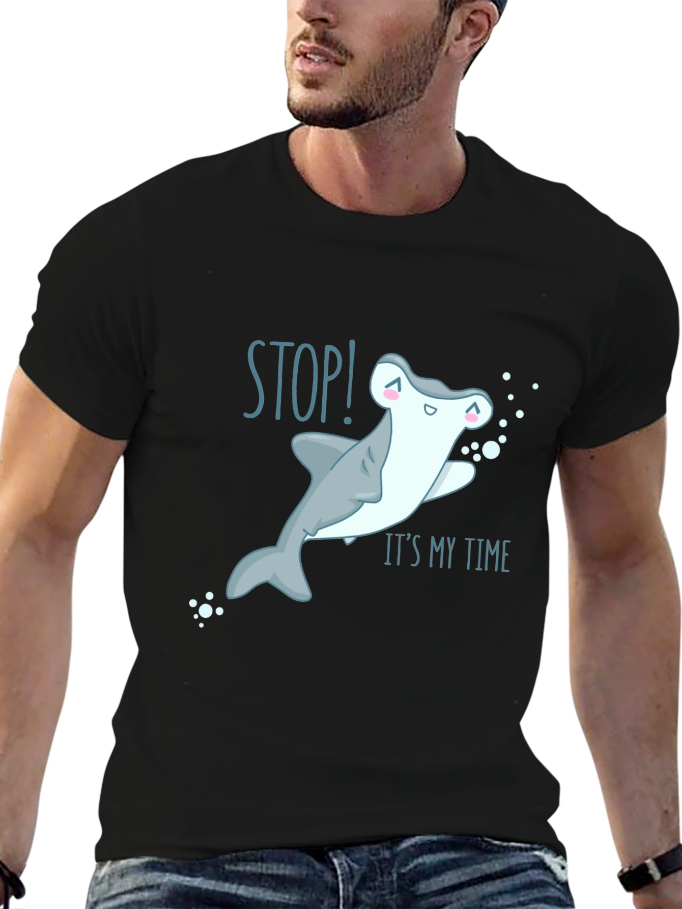 Stop! Its My Time Cute Shark Graphic T-Shirt