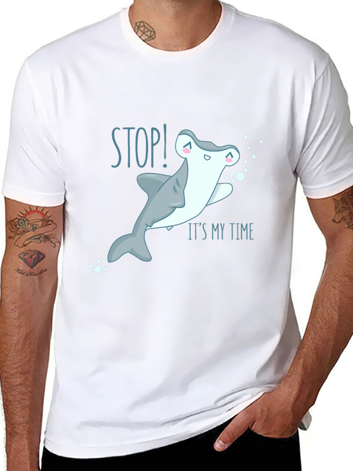 Stop! Its My Time Cute Shark Graphic T-Shirt