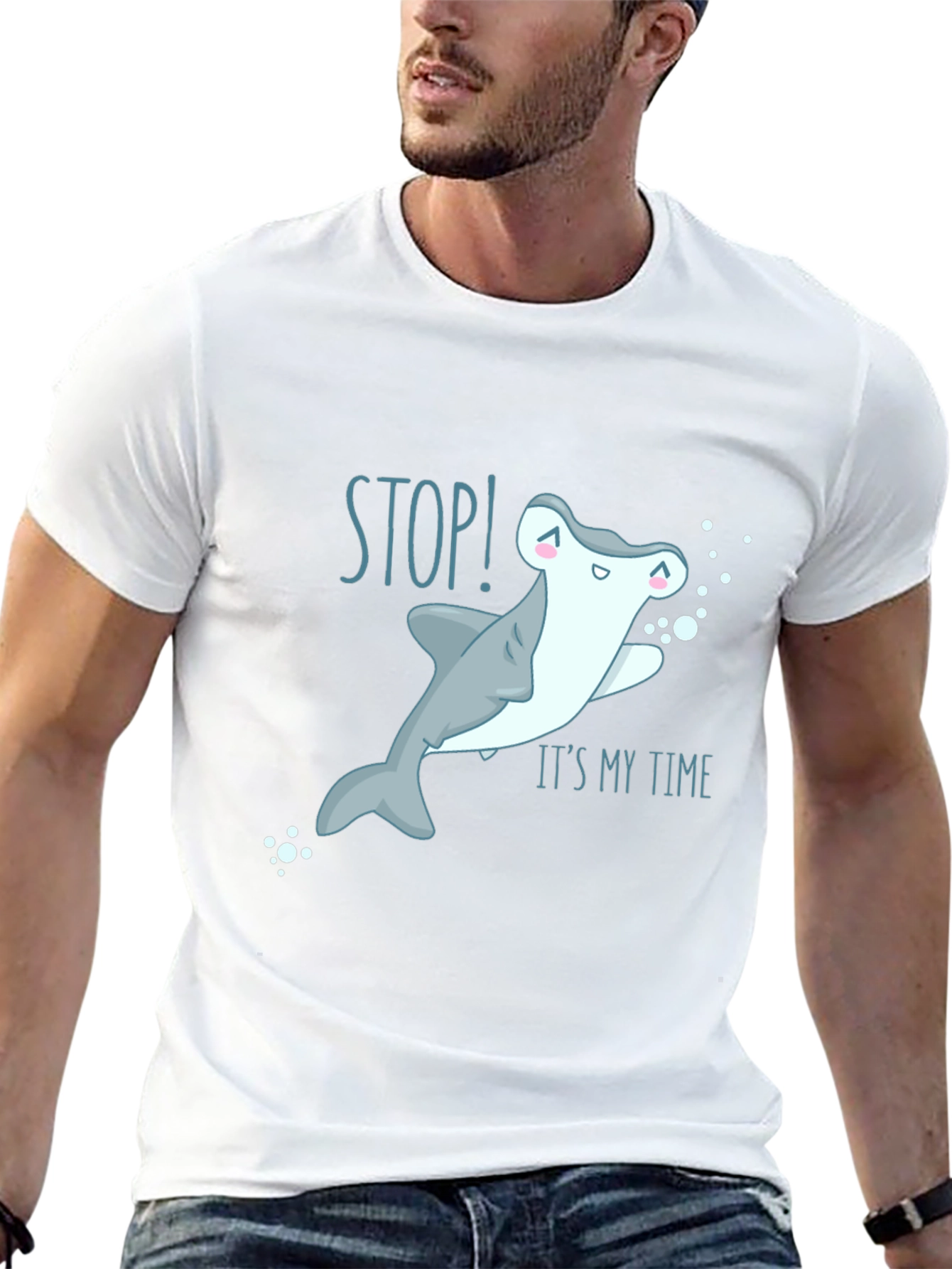 Stop! Its My Time Cute Shark Graphic T-Shirt