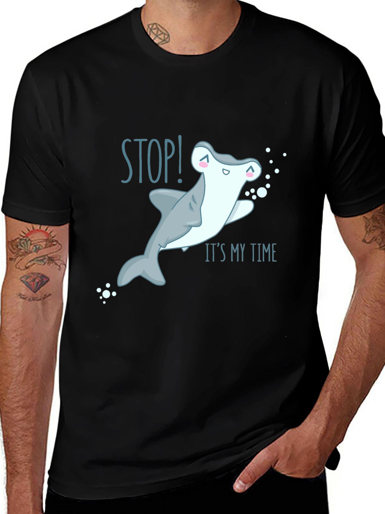Stop! Its My Time Cute Shark Graphic T-Shirt