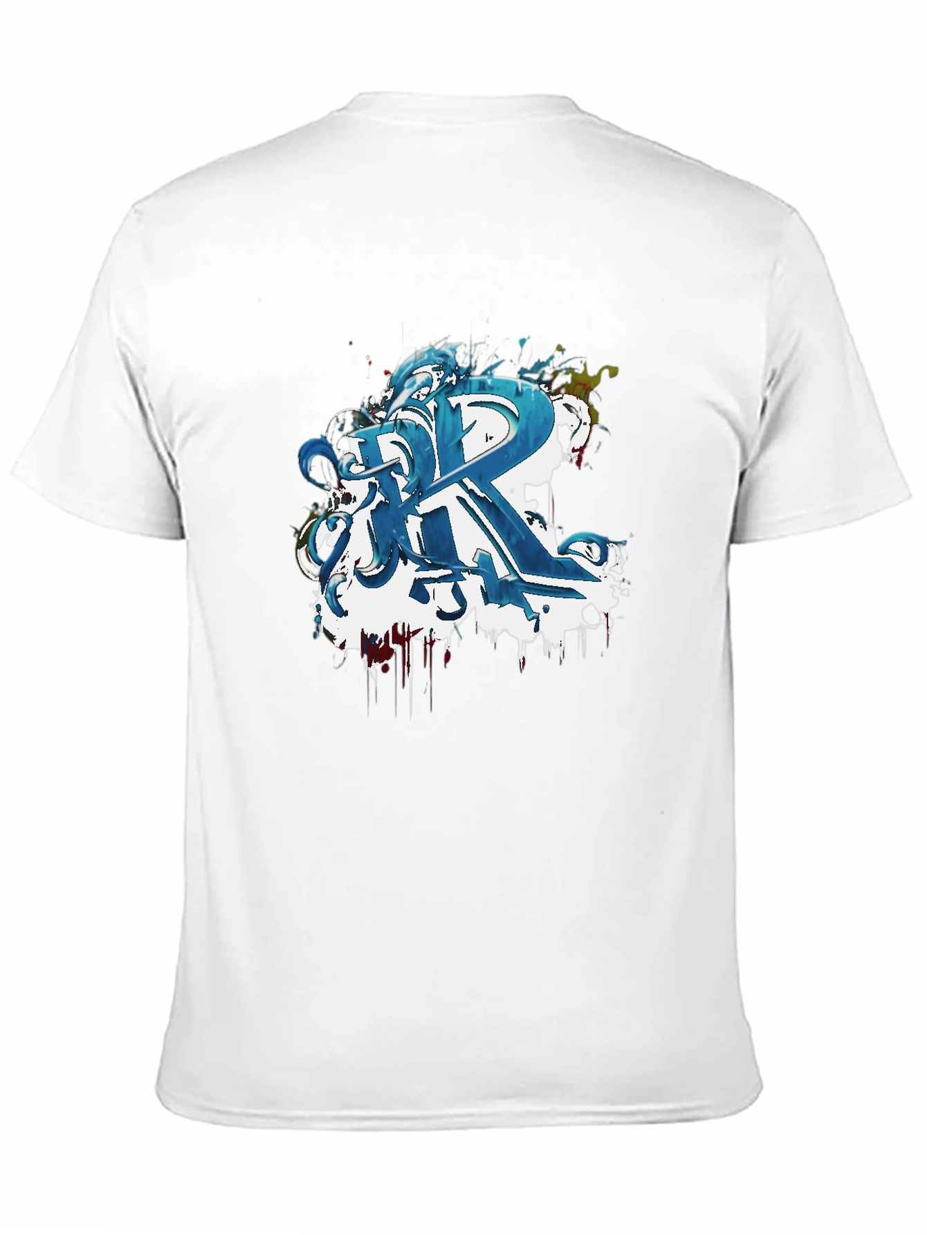 Abstract Blue Graffiti R Black T-Shirt