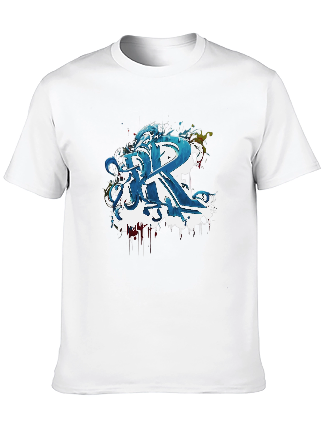 Abstract Blue Graffiti R Black T-Shirt