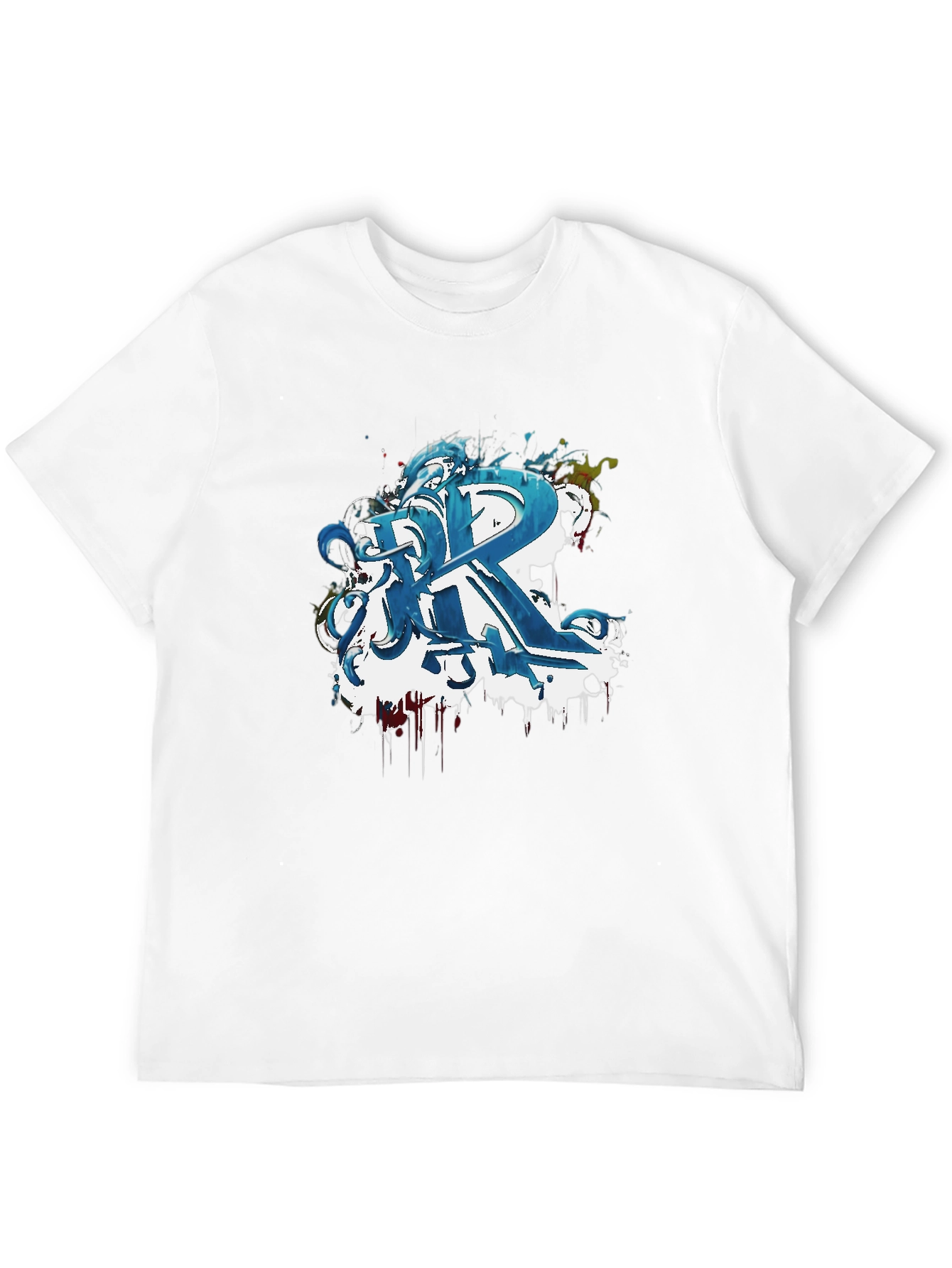 Abstract Blue Graffiti R Black T-Shirt