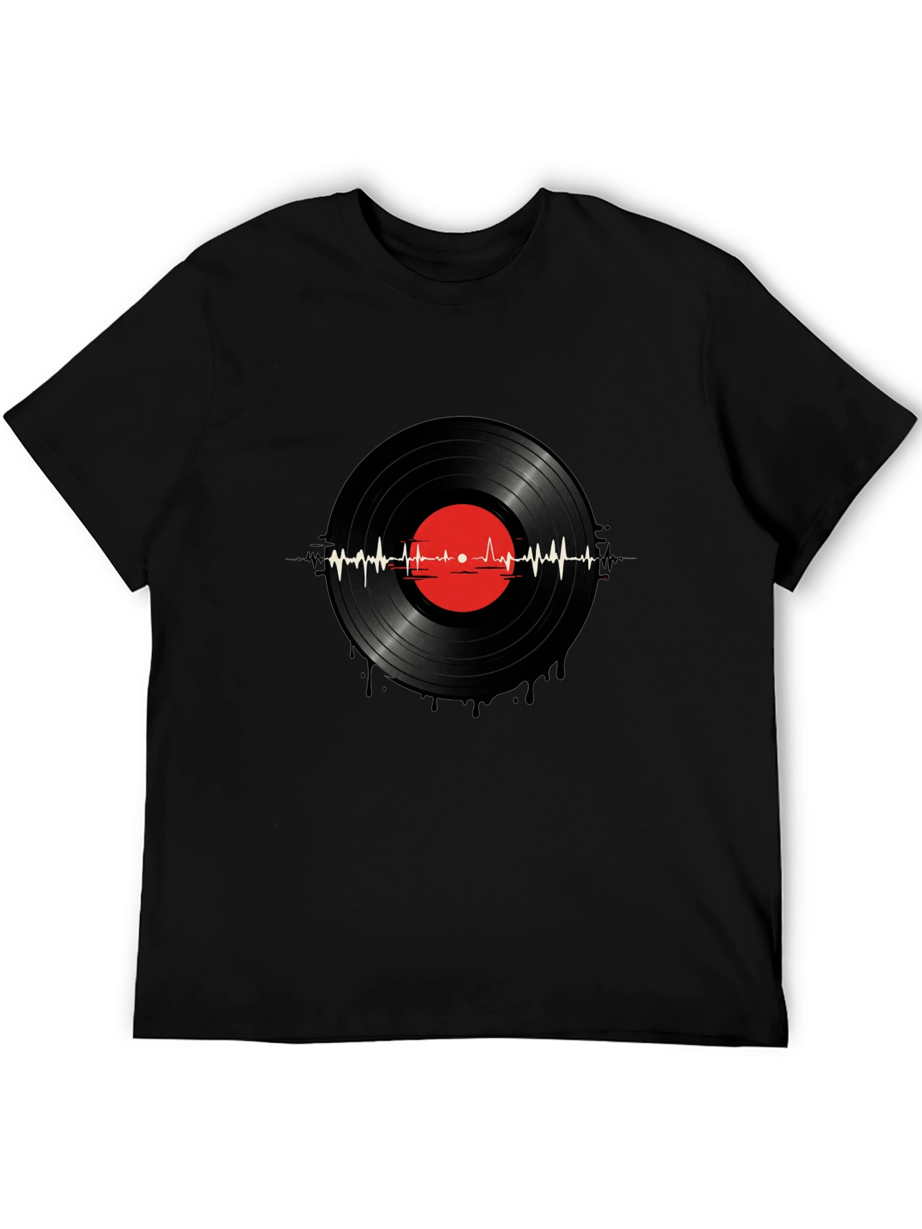 Vinyl Record Heartbeat Graphic T-Shirt