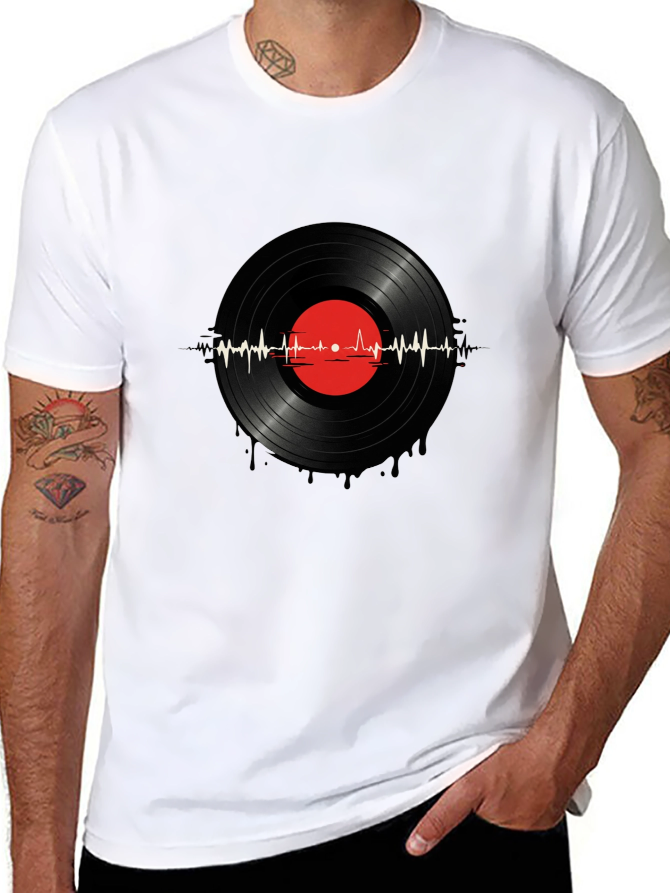 Vinyl Record Heartbeat Graphic T-Shirt