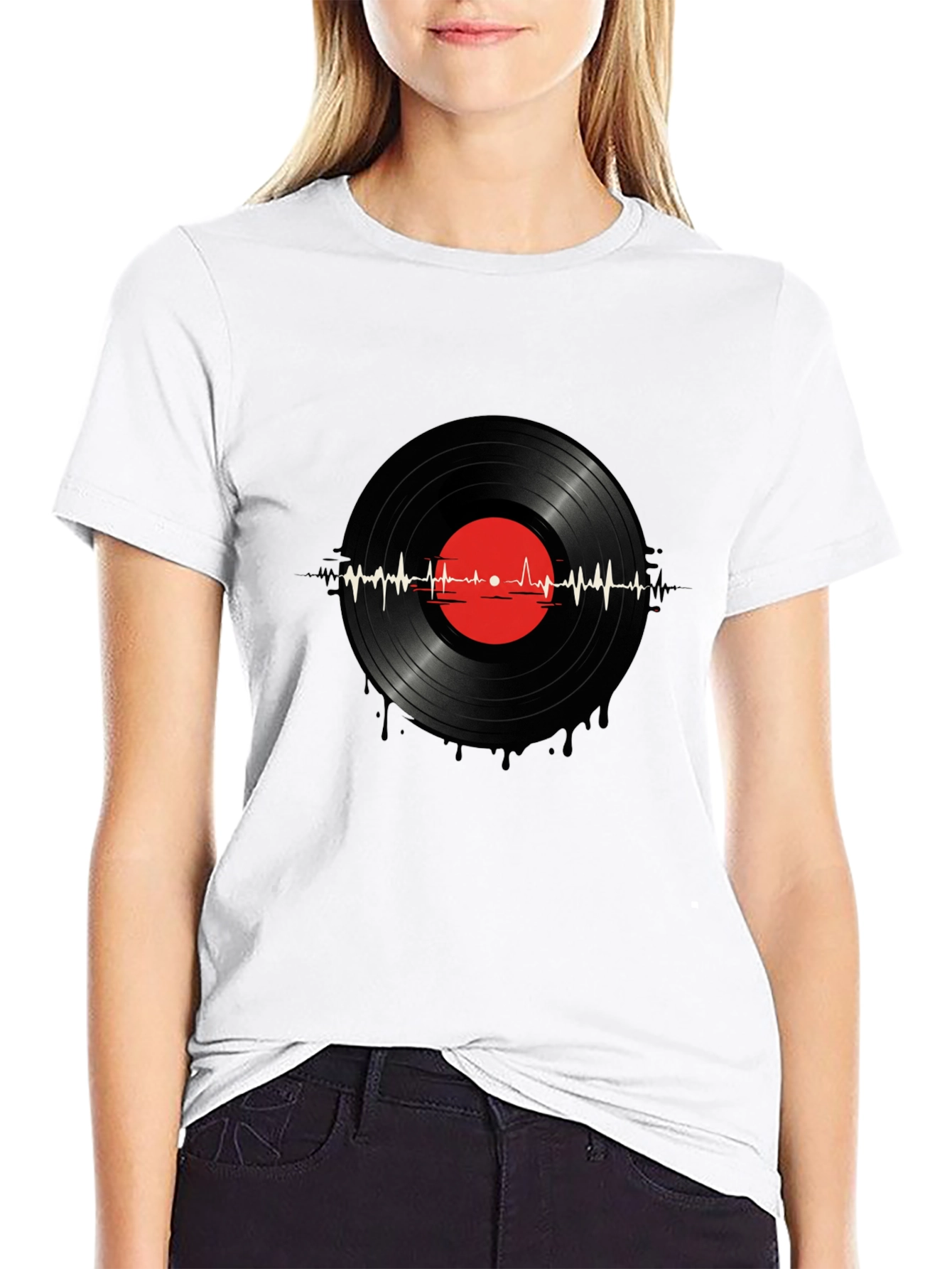 Vinyl Record Heartbeat Graphic T-Shirt