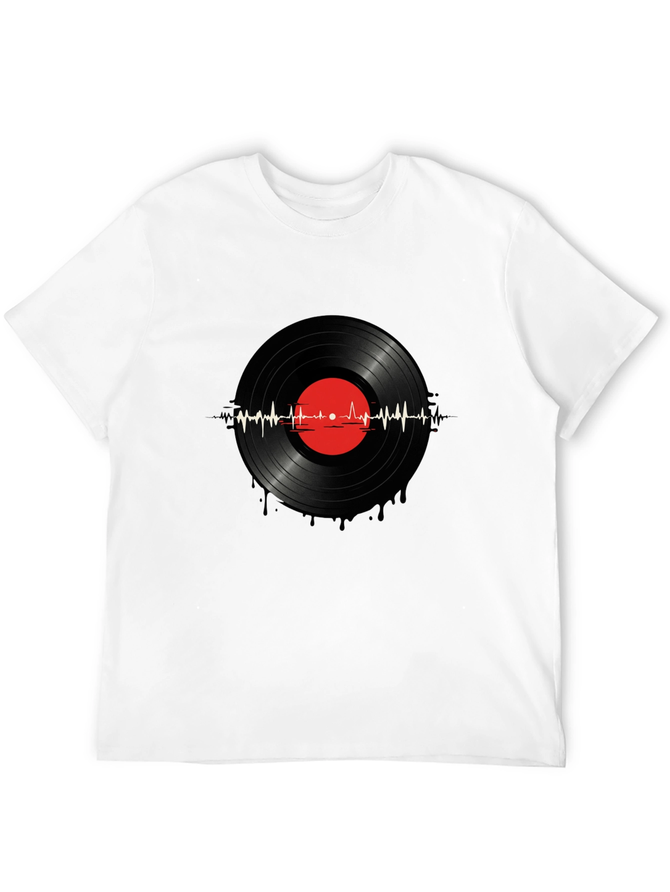Vinyl Record Heartbeat Graphic T-Shirt