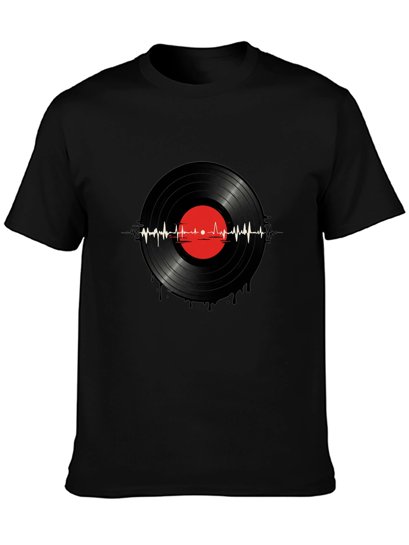 Vinyl Record Heartbeat Graphic T-Shirt