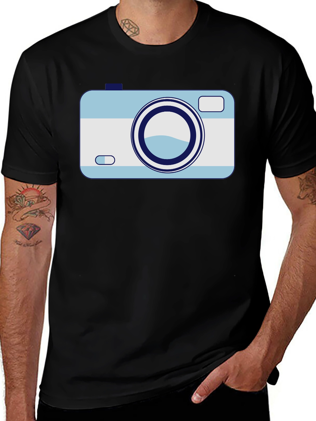 Retro Camera Graphic Tee - Black