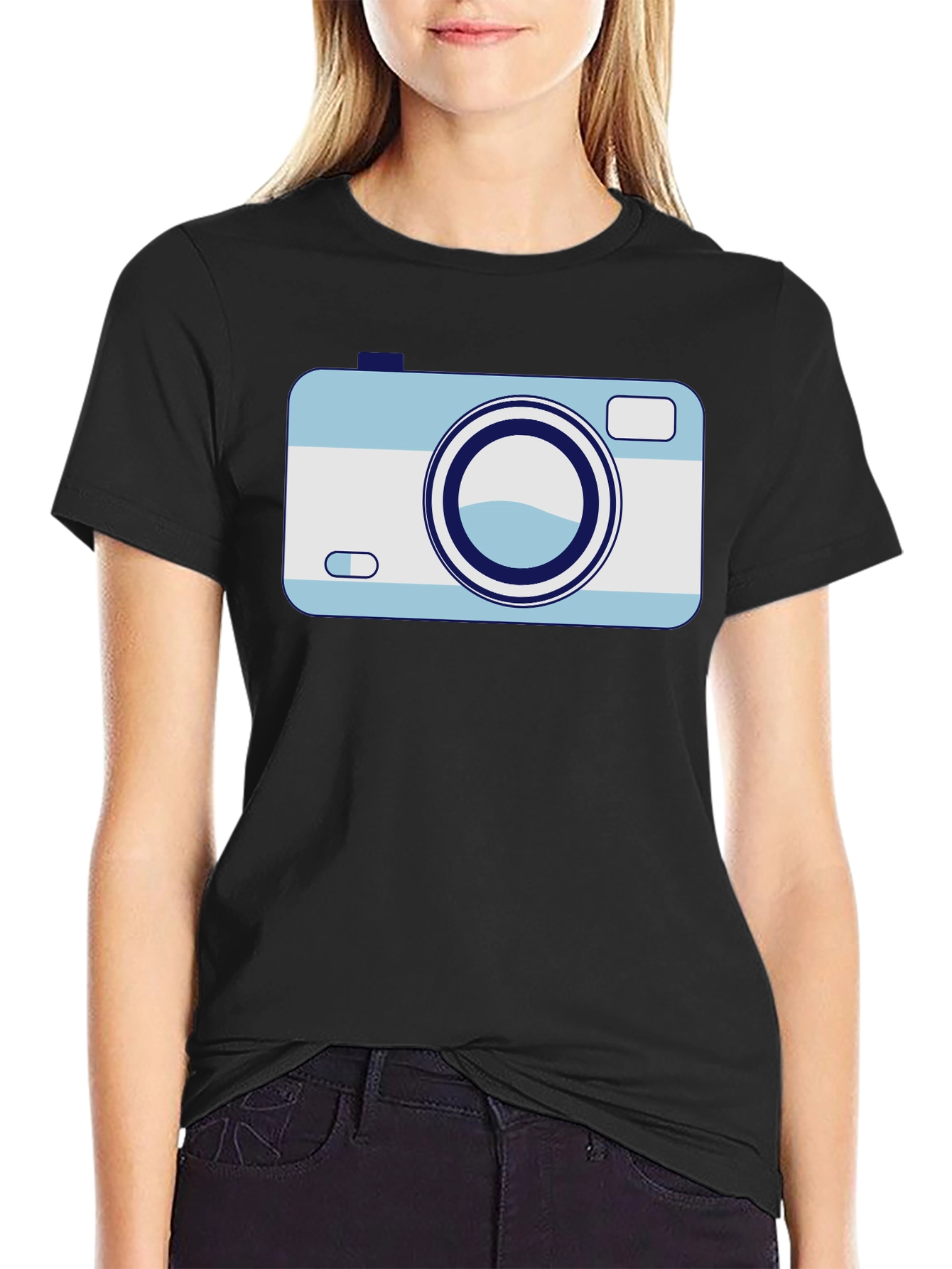 Retro Camera Graphic Tee - Black