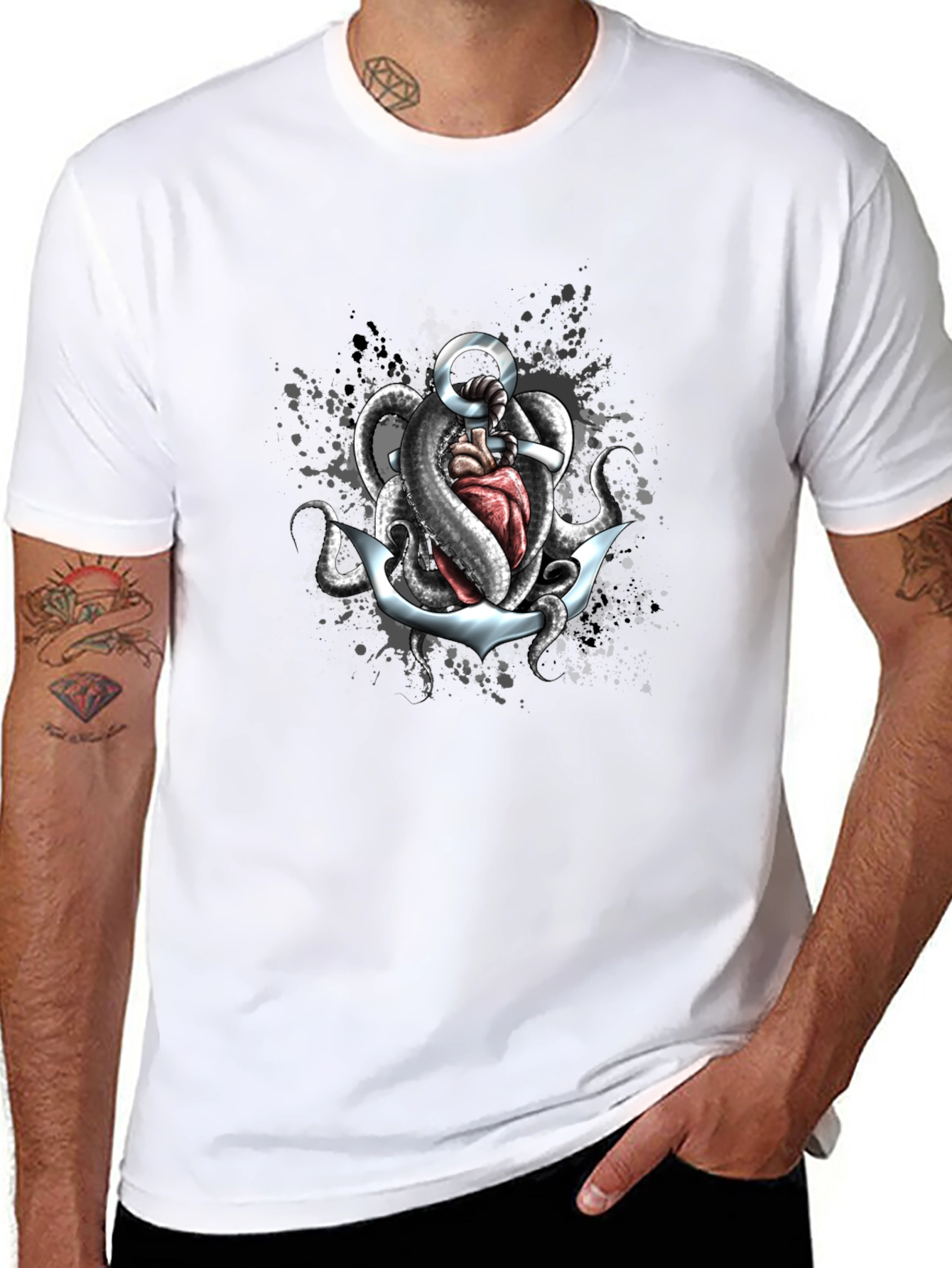 Anchor & Octopus T-Shirt - Unique Graphic Tee