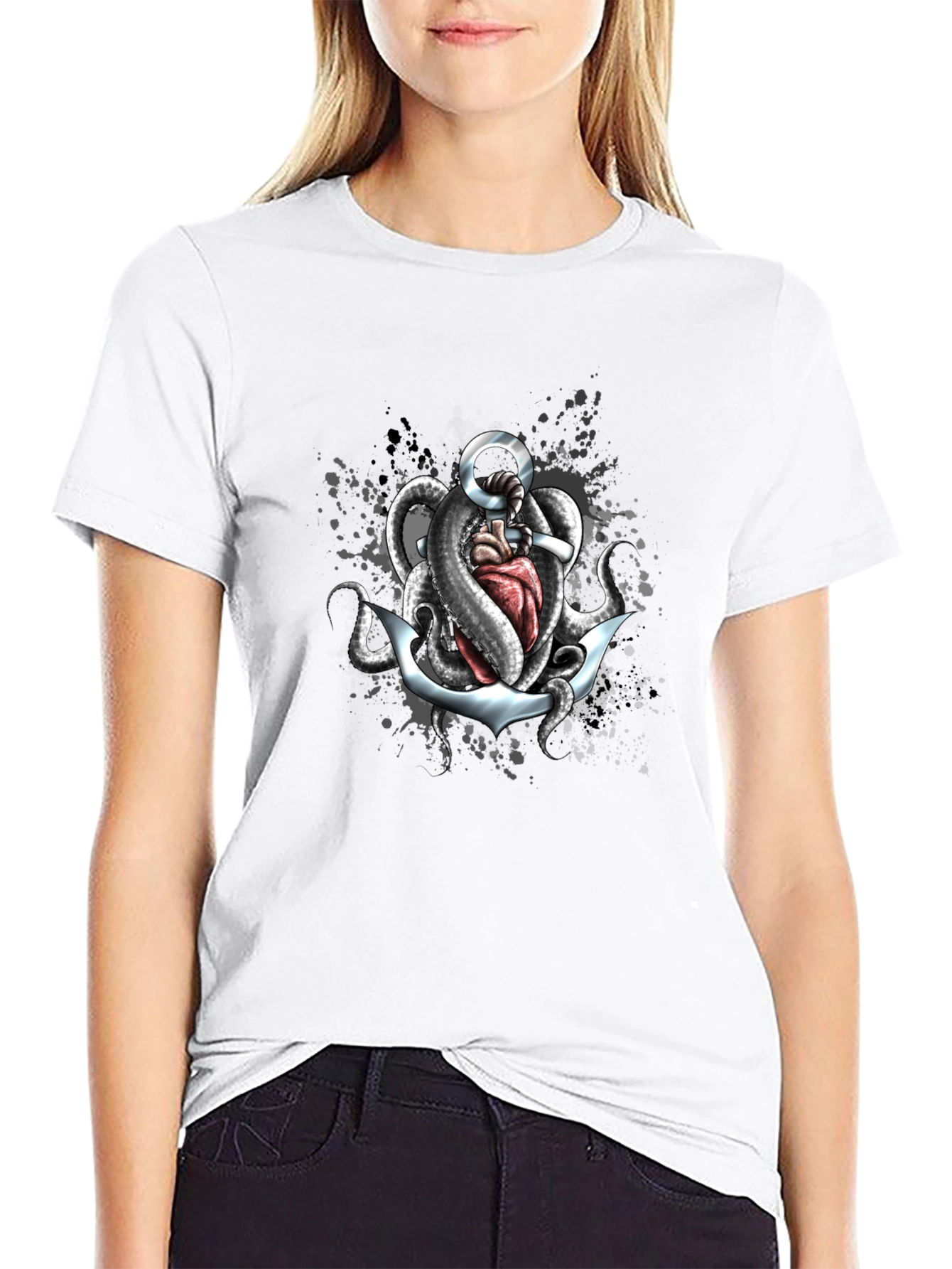 Anchor & Octopus T-Shirt - Unique Graphic Tee