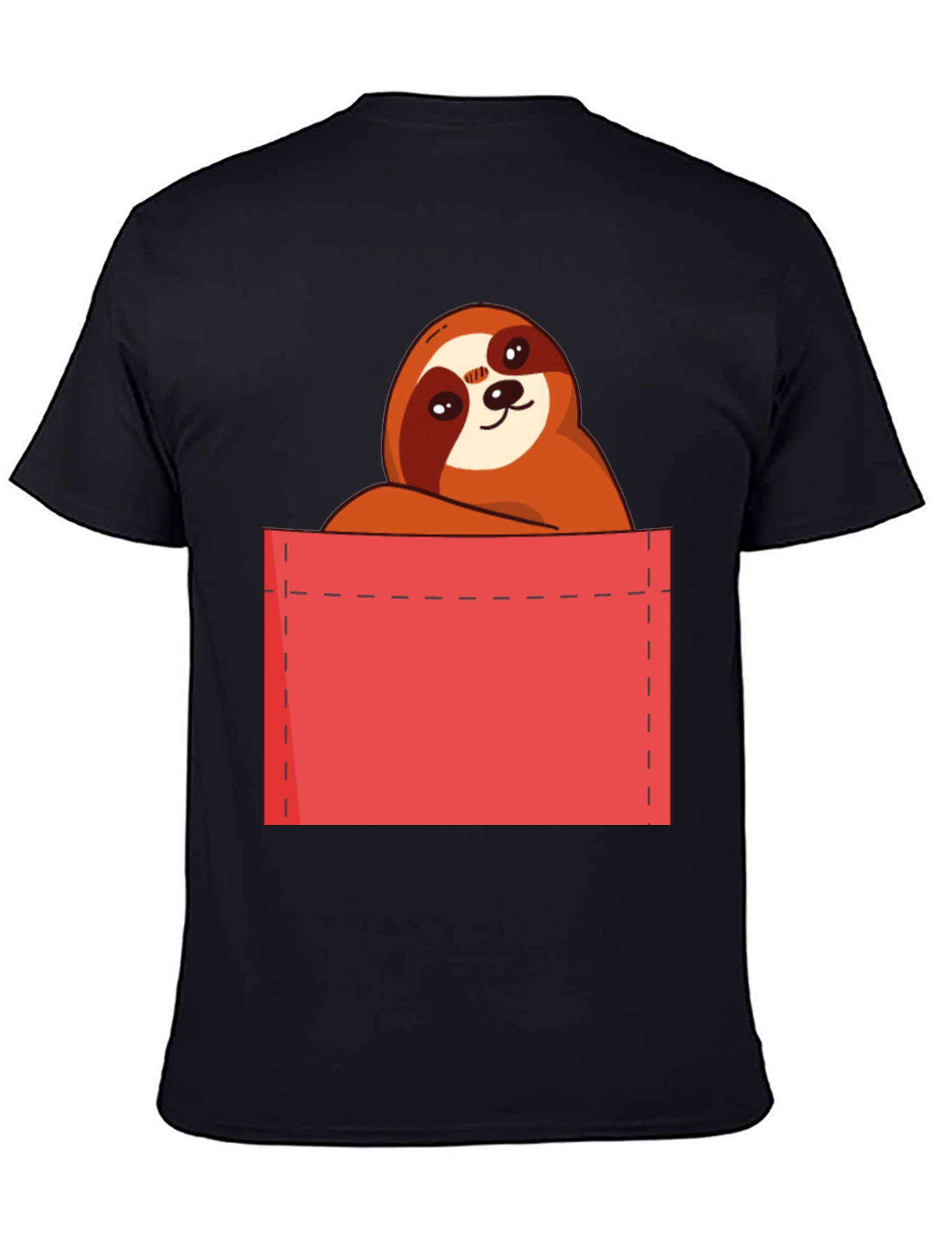 Sloth in Pocket T-Shirt - Cute Cartoon Animal Tee