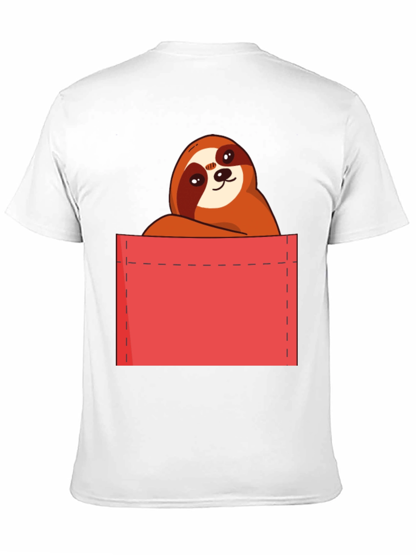 Sloth in Pocket T-Shirt - Cute Cartoon Animal Tee