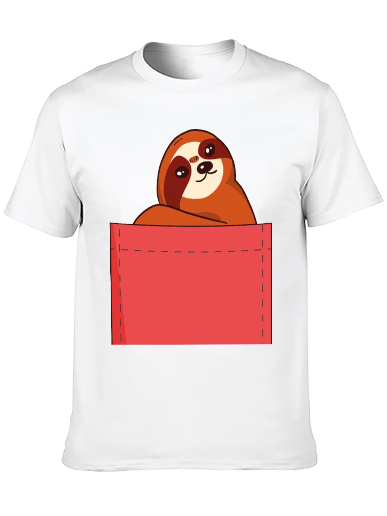 Sloth in Pocket T-Shirt - Cute Cartoon Animal Tee