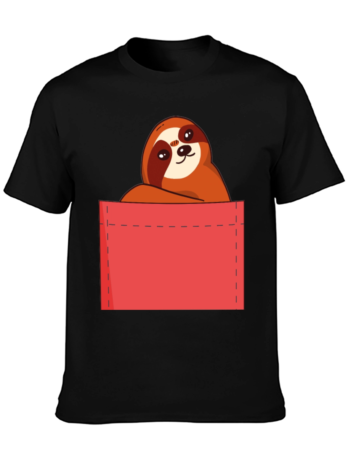 Sloth in Pocket T-Shirt - Cute Cartoon Animal Tee