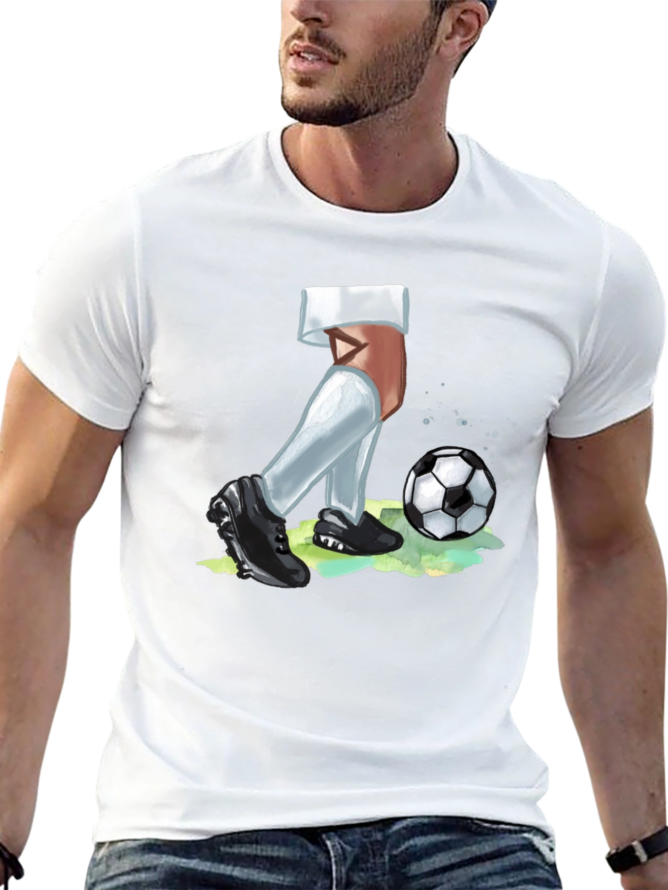 Soccer Player Graphic Tee - Black