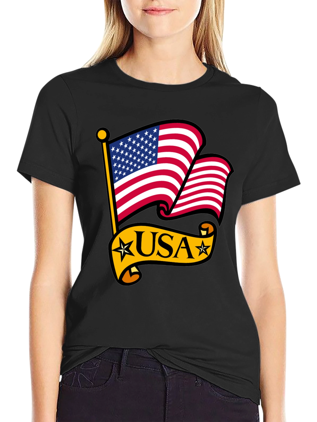USA Flag Graphic T-Shirt Patriotic Design