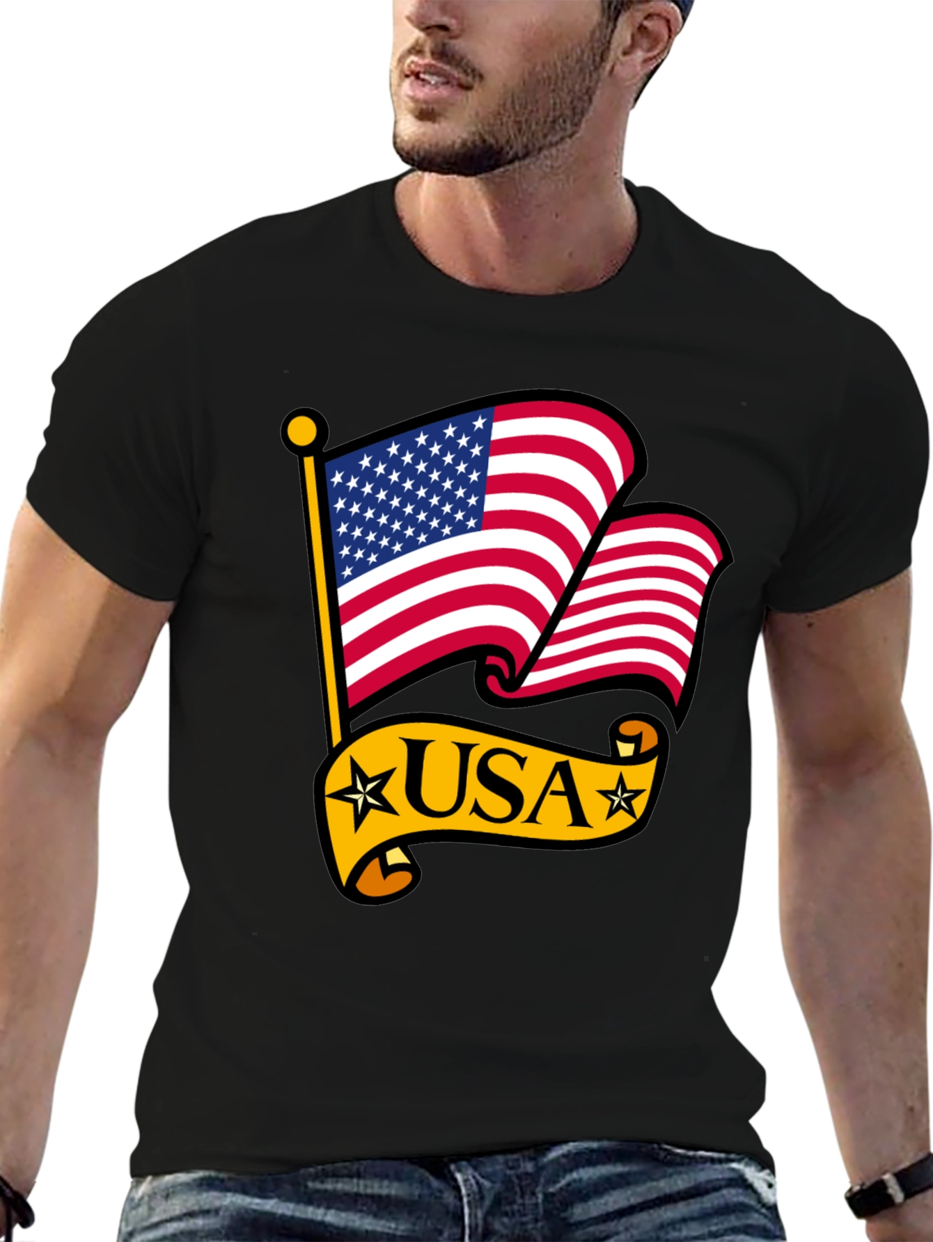 USA Flag Graphic T-Shirt Patriotic Design