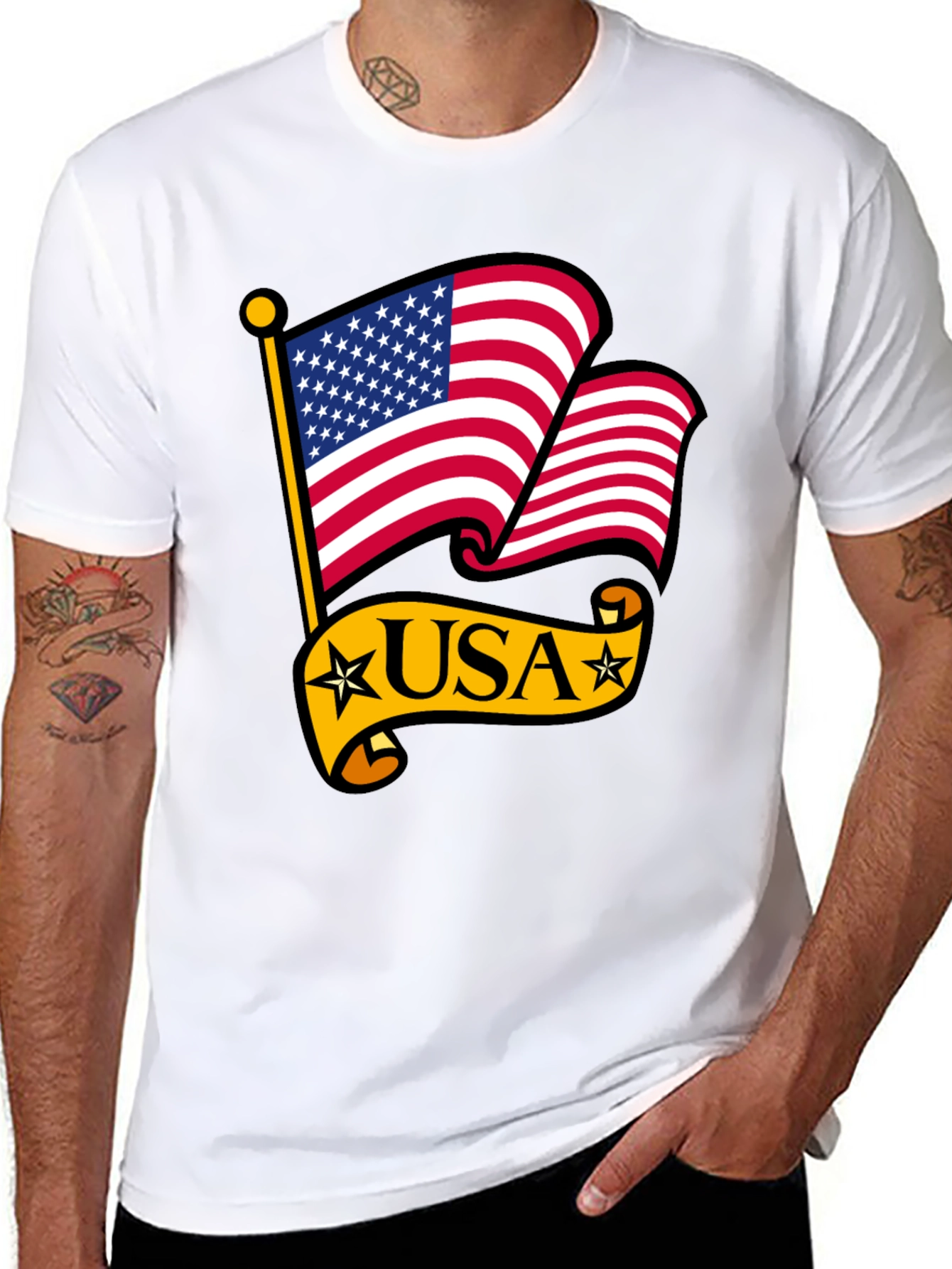 USA Flag Graphic T-Shirt Patriotic Design