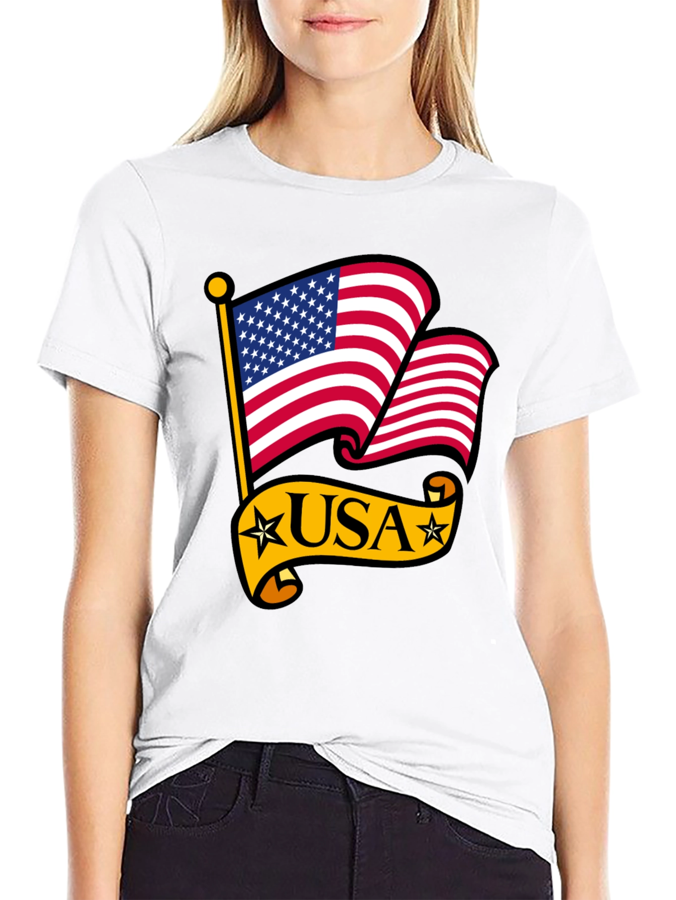 USA Flag Graphic T-Shirt Patriotic Design