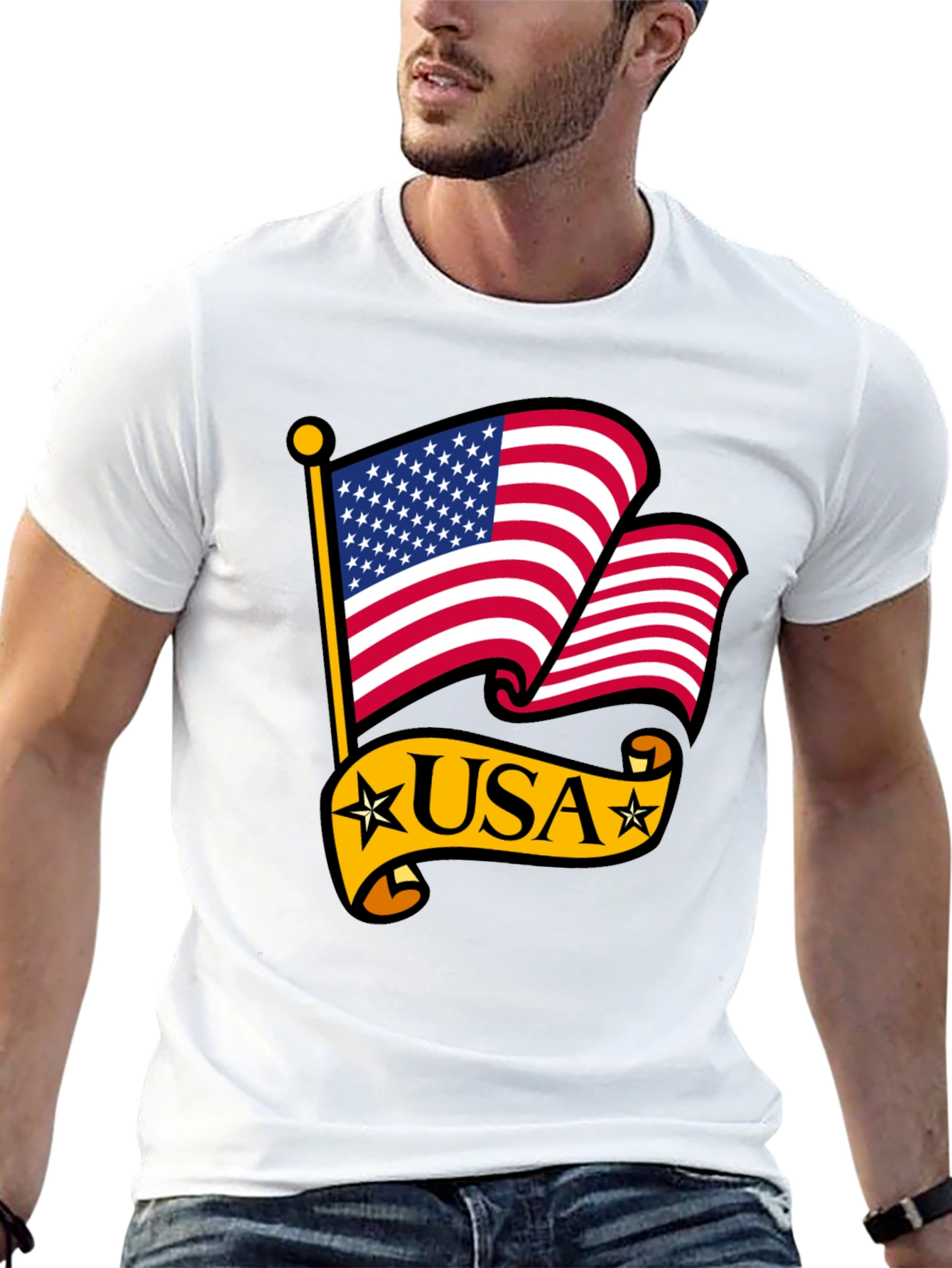USA Flag Graphic T-Shirt Patriotic Design