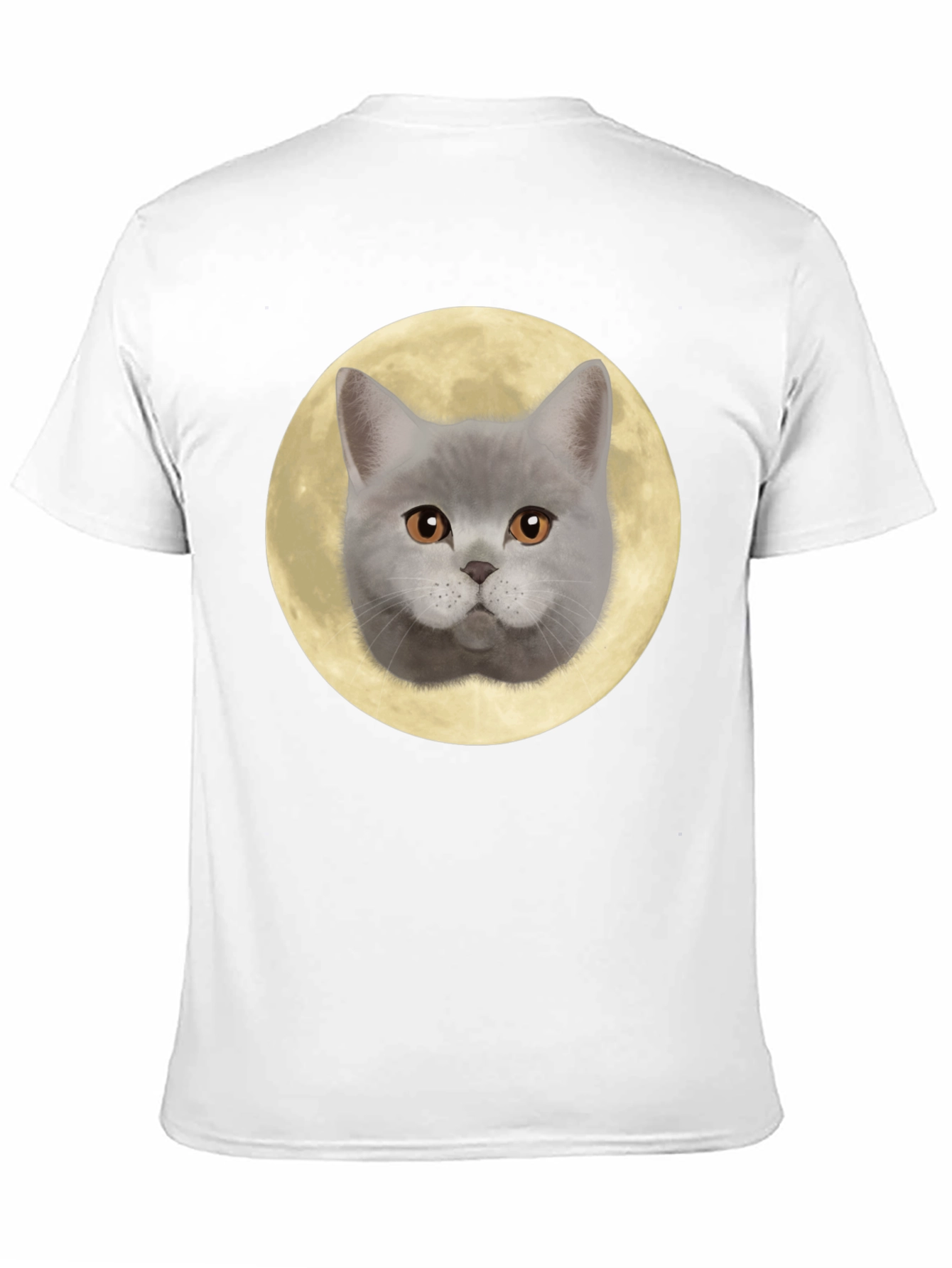 Cat Face Moon Graphic T-Shirt - Black