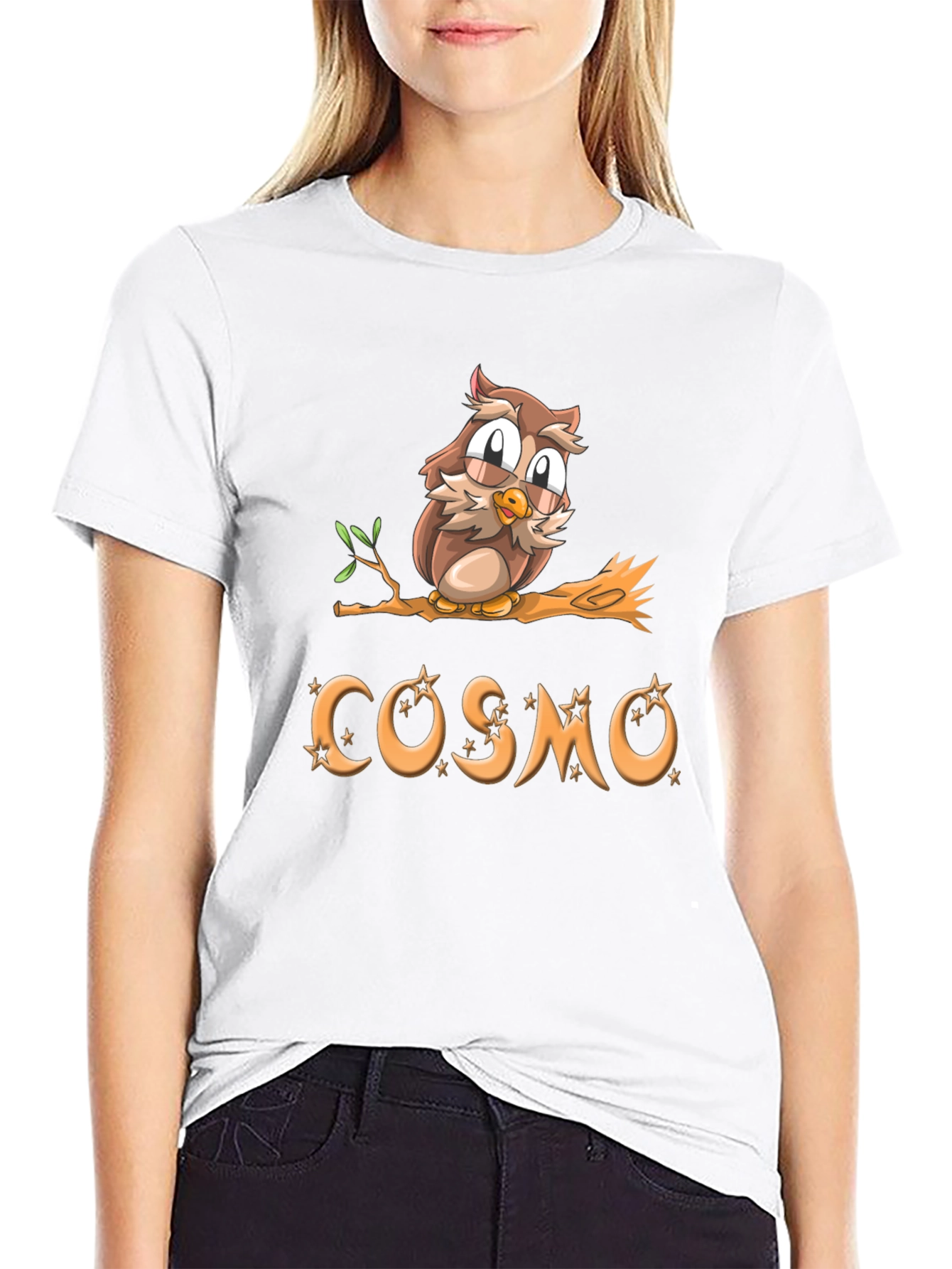 Cosmo Owl Graphic Tee - Black Cotton Blend