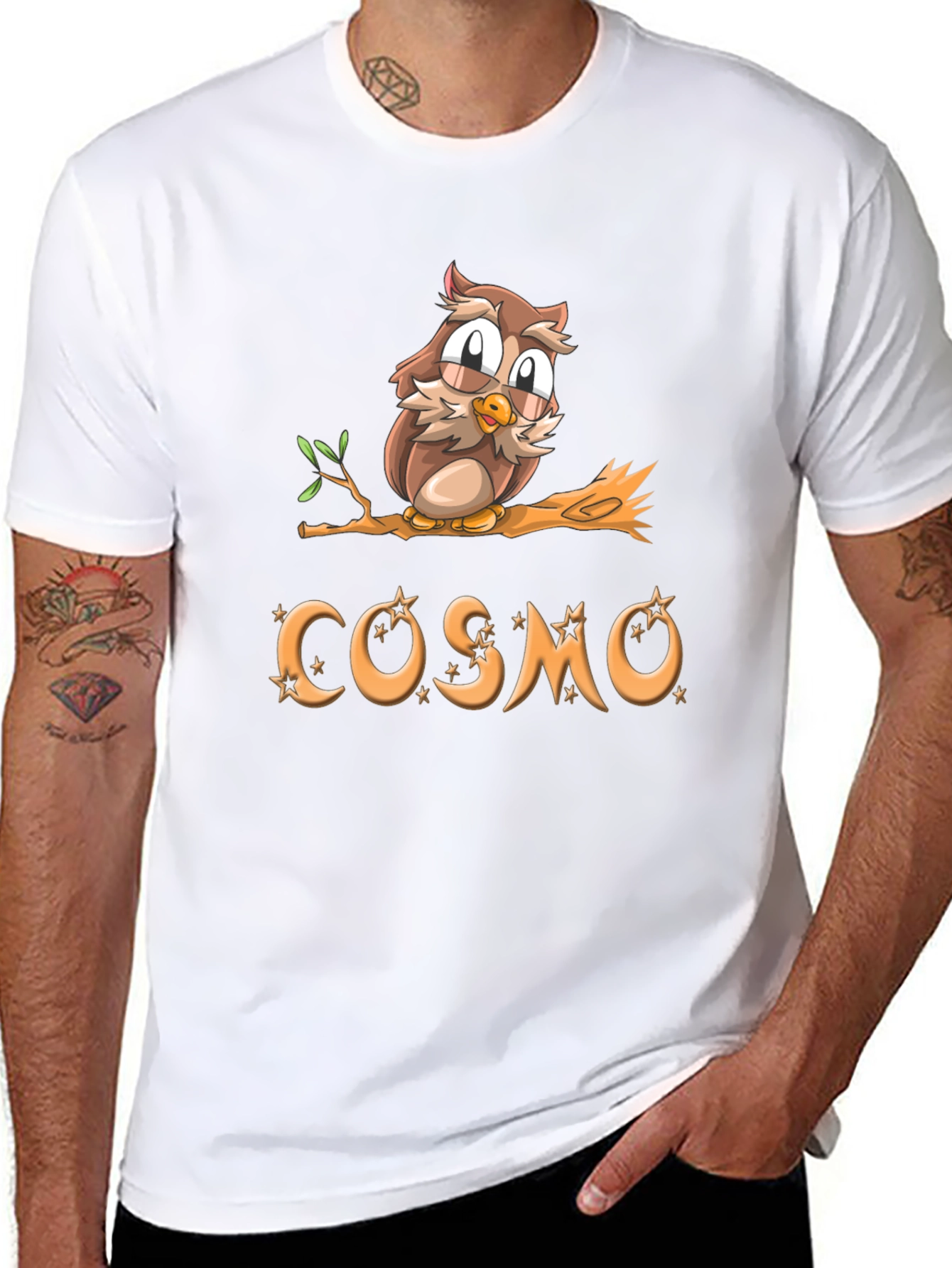 Cosmo Owl Graphic Tee - Black Cotton Blend